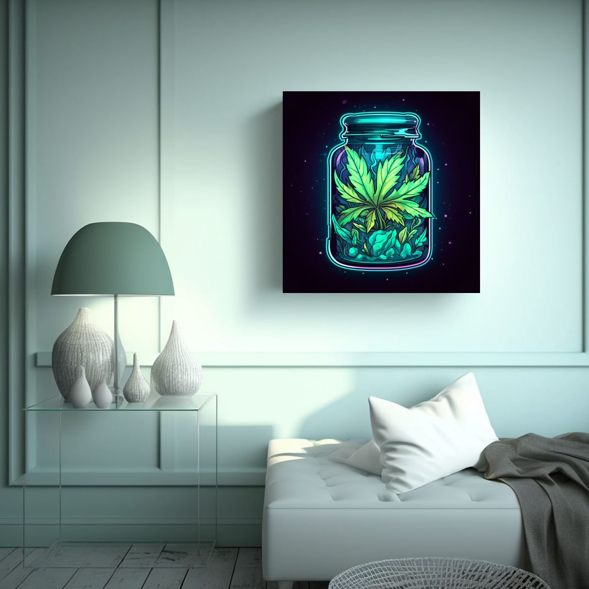 GENERICO - Efecto Visual En Lienzo Ilustración De Tarro 90x90 Cm