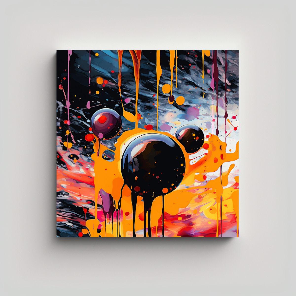 GENERICO - Pintura Abstracta Estilo Goteos Y Salpicaduras 70x70 Cm