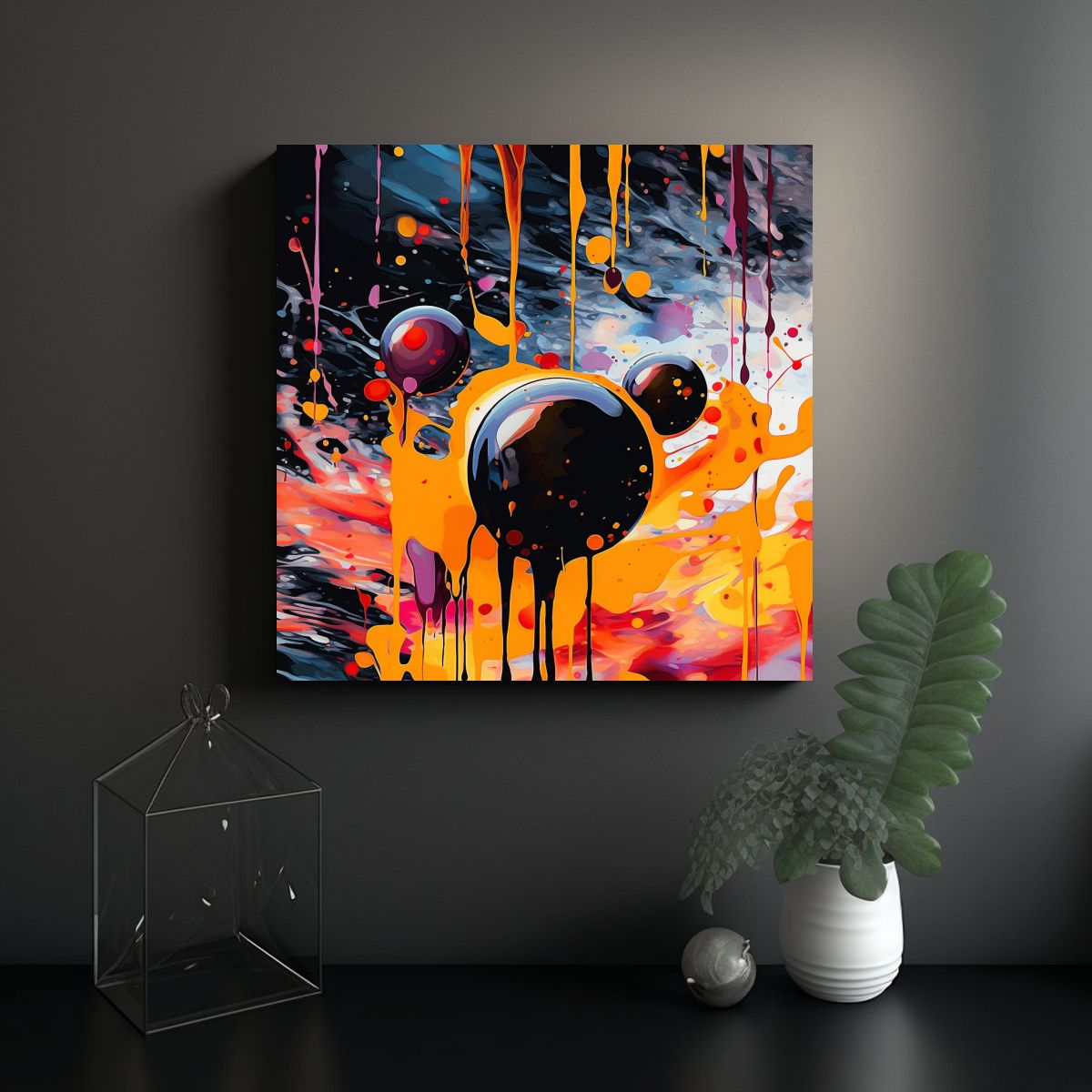 GENERICO - Pintura Abstracta Estilo Goteos Y Salpicaduras 70x70 Cm