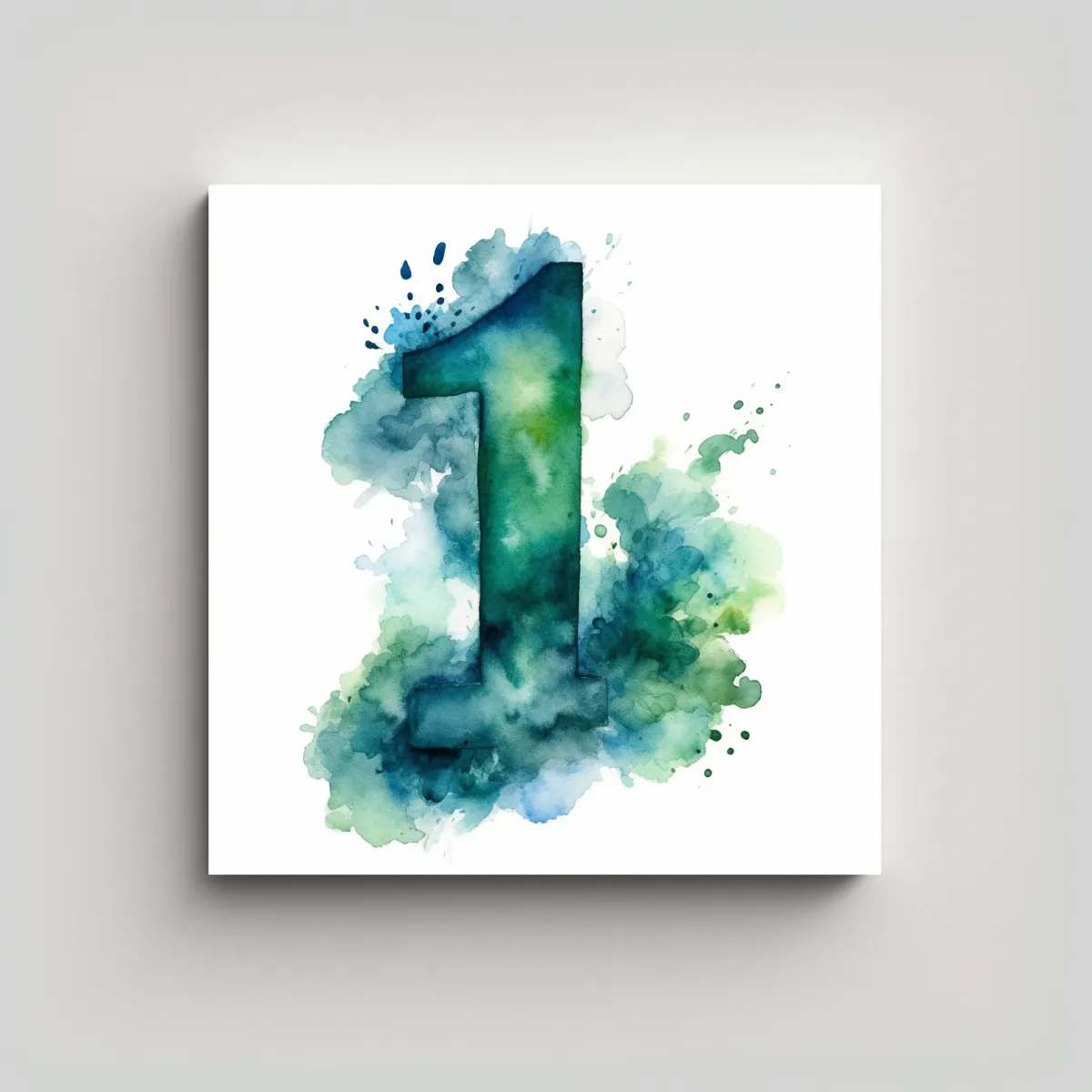 GENERICO - Acuarela Azul Y Verde Del Número 1 Arte Fino 80x80 Cm