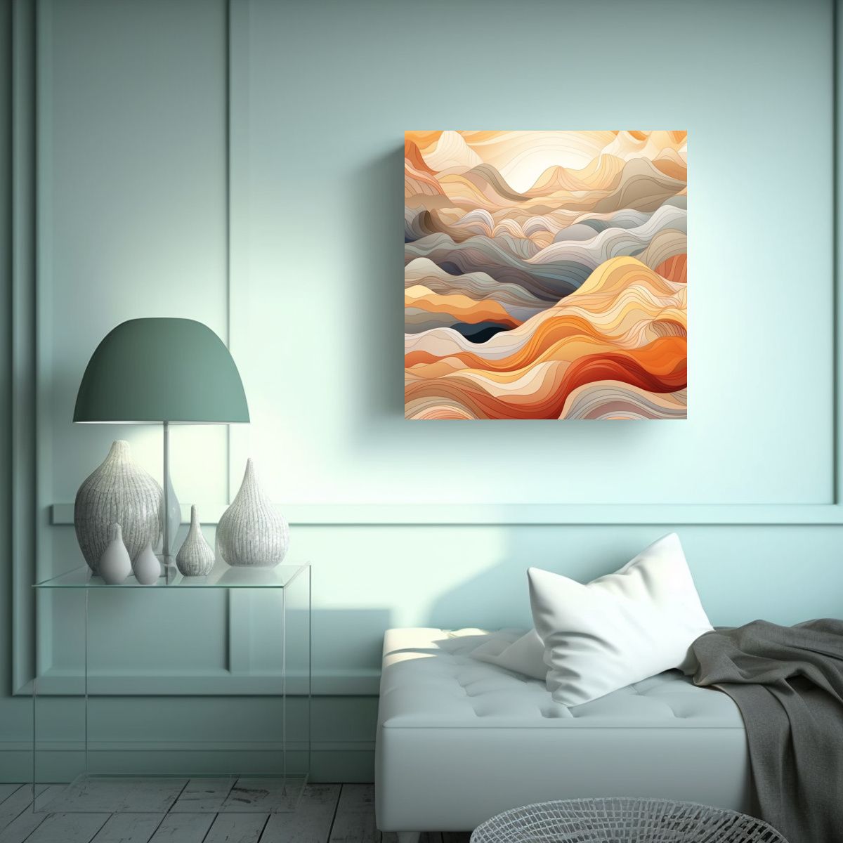 GENERICO - Pintura De Montañas En El Cielo Estilo 70x70 Cm