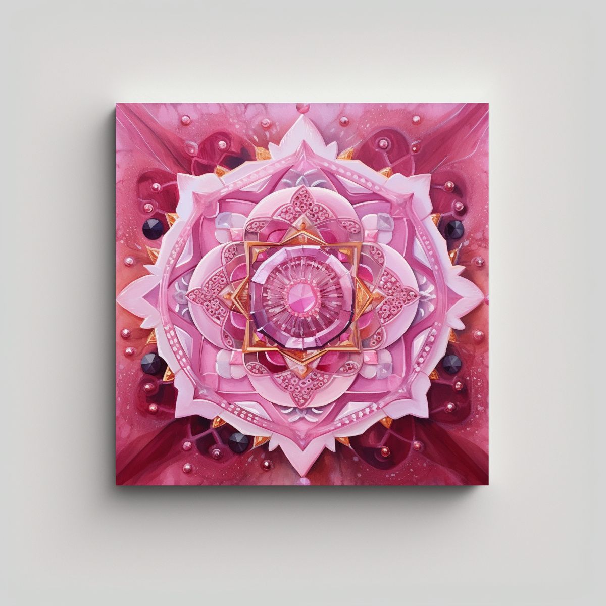 GENERICO - Cuadro Colores Mandala Rosa Cristal Impacto Visual 90x90 Cm