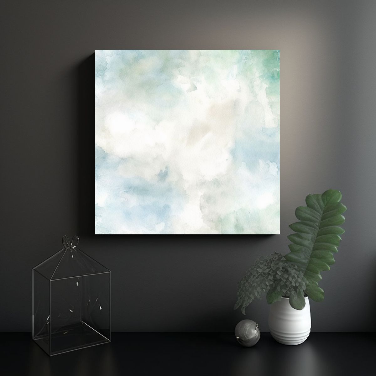 GENERICO - Cuadro Decorativo Figuras Acuarela Fondo Blanco 90x90 Cm