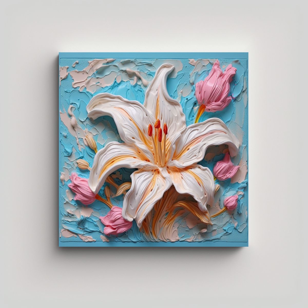 GENERICO - Lienzo Sublimado Arte De Pared 3D Colorido Lirio 80x80 Cm