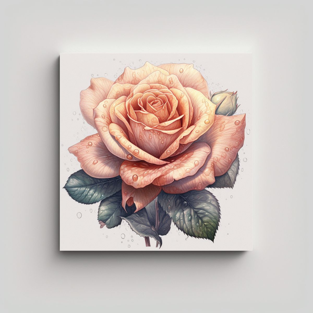 GENERICO - Ilustración Detallada De Rosa En Lienzo 70x70 Cm