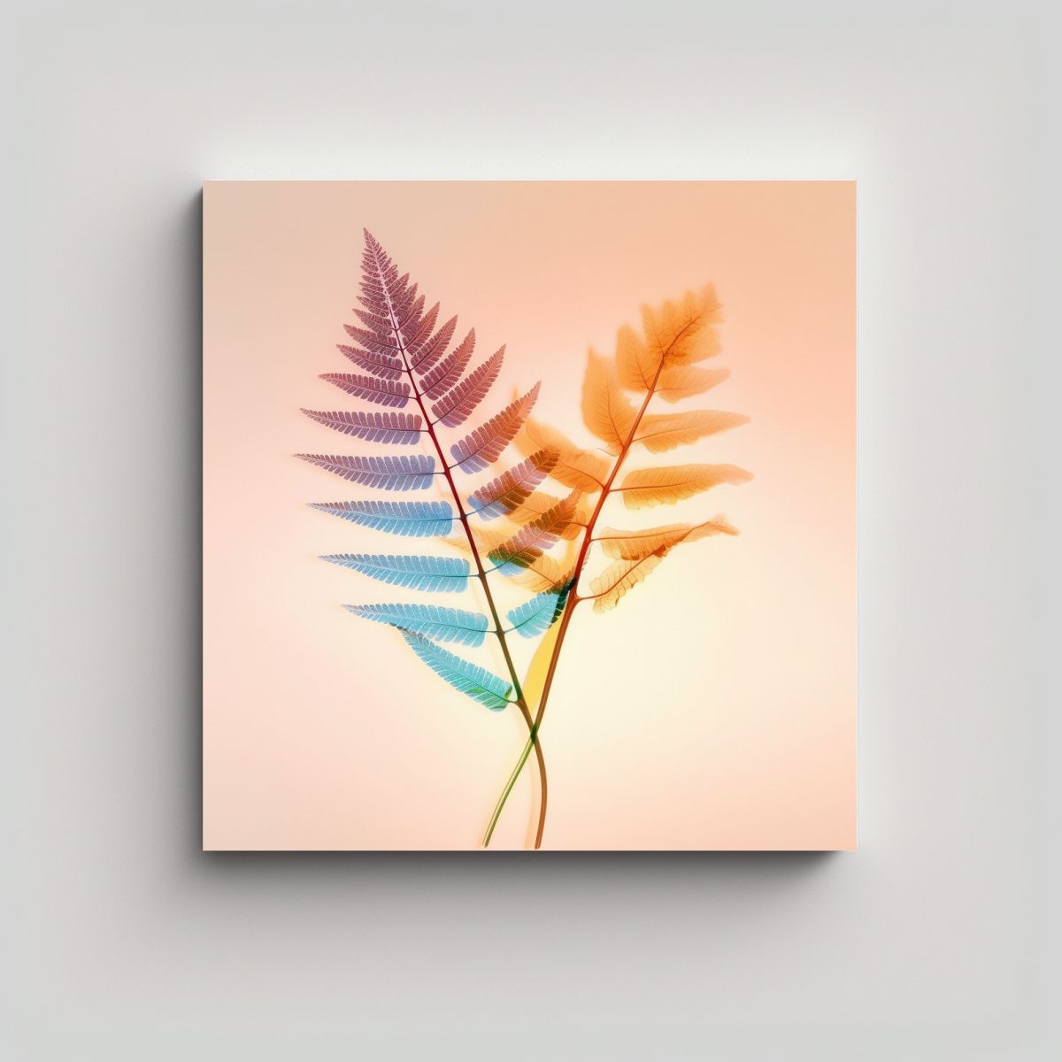 GENERICO - Pinturas Decorativas De Helechos Reales En Fondo 70x70 Cm.