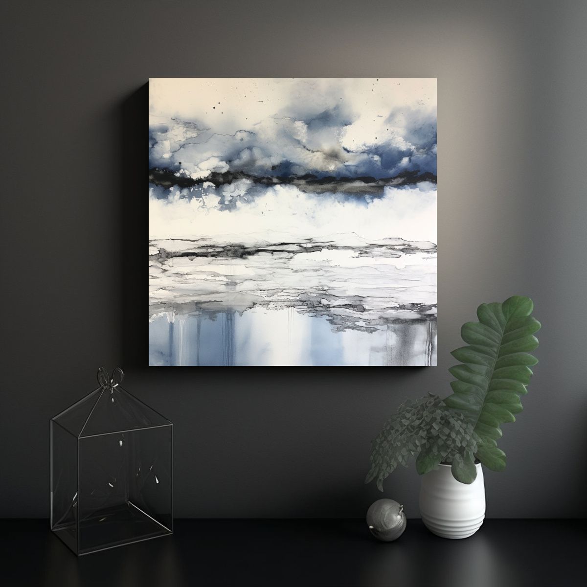 GENERICO - Pintura Acuarela Moderna Minimalista Fluidez De 80x80 Cm