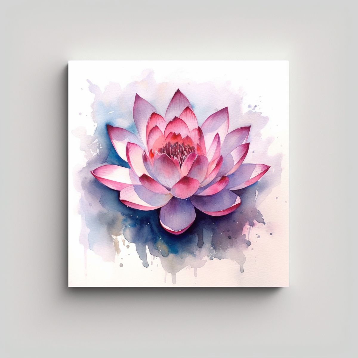 GENERICO - Cuadro Decorativo Conceptual De Loto En Acuarela 70x70 Cm