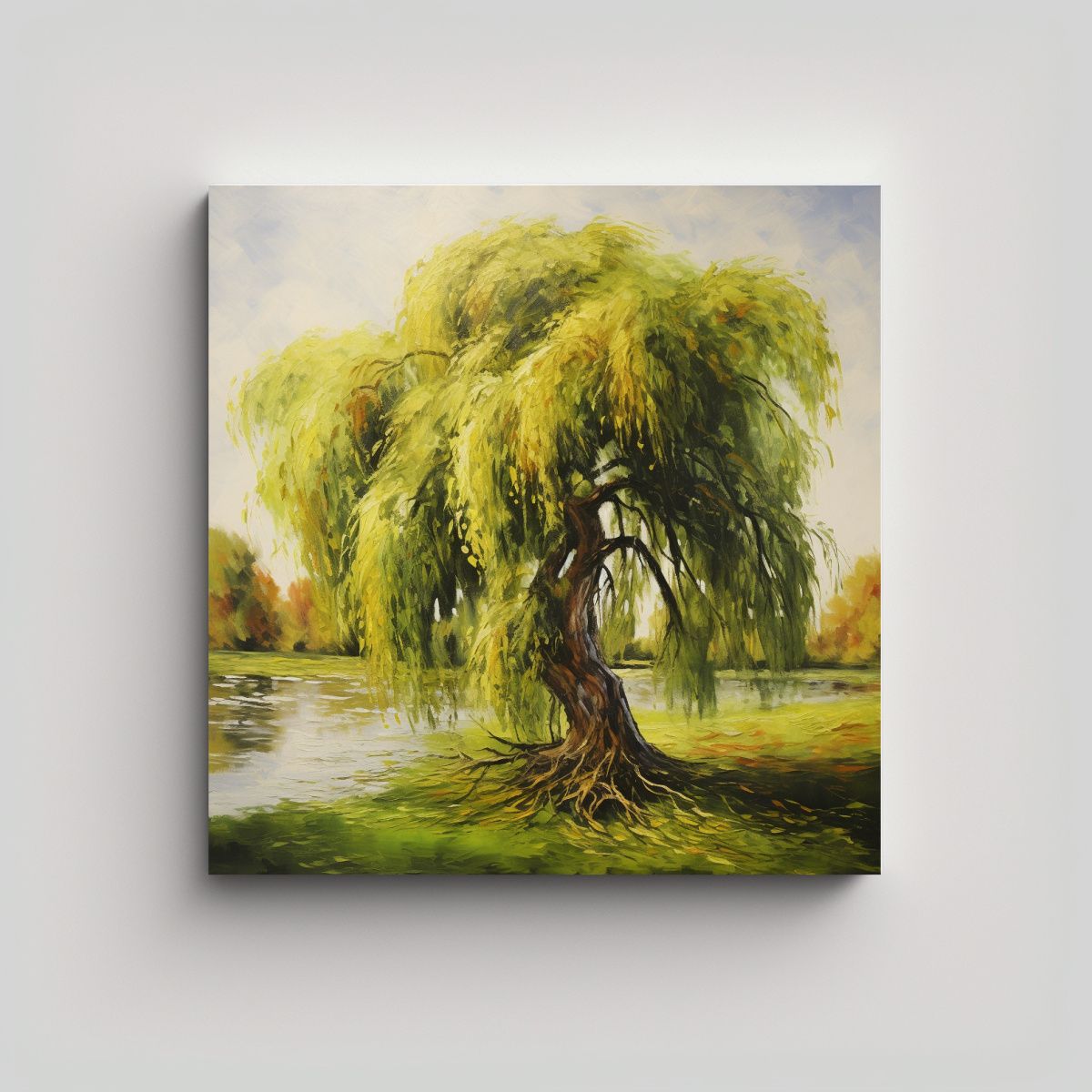 GENERICO - Pintura Abstracta De árbol De Sauce Contraste 80x80 Cm
