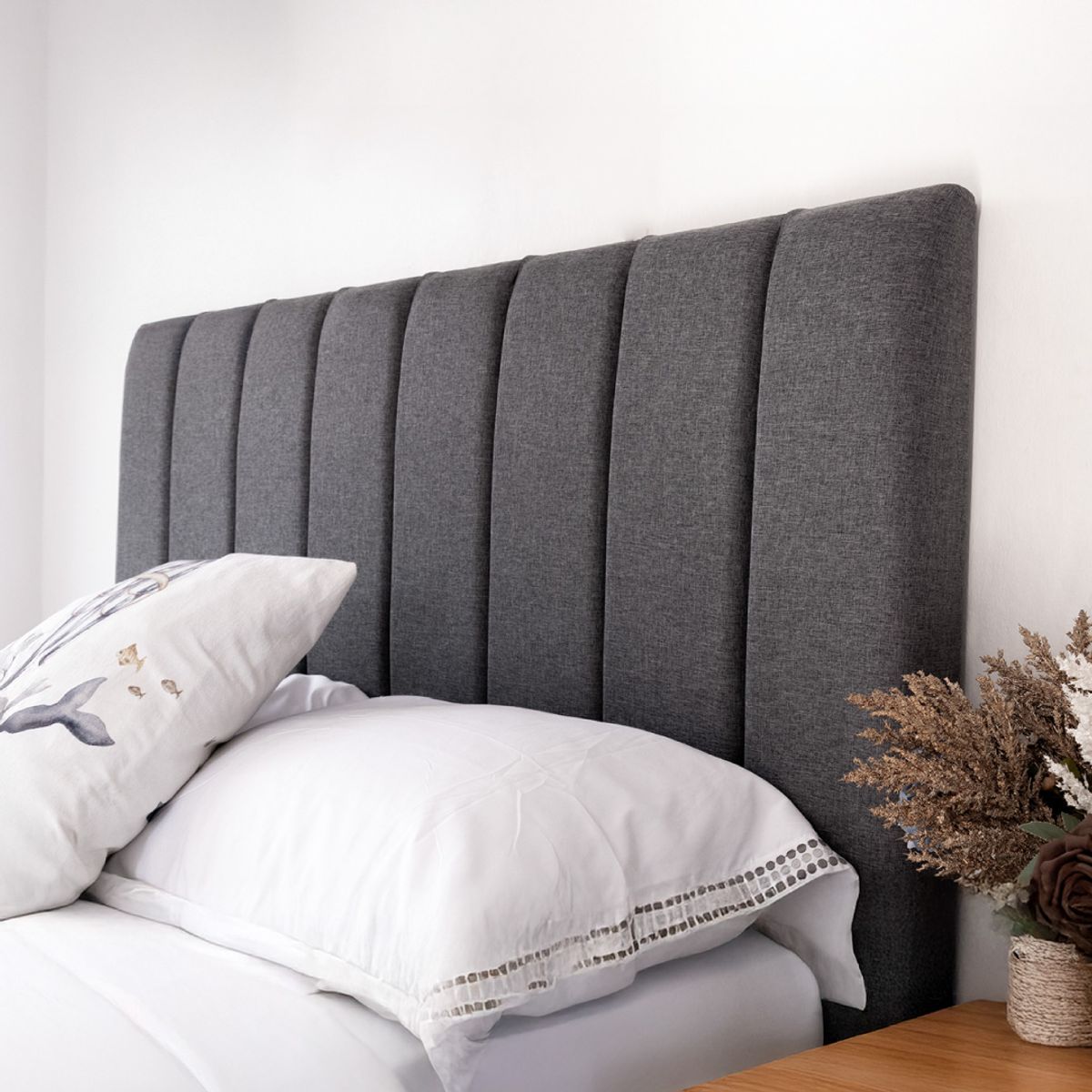 IVI HOME - Respaldo de cama 2 plazas Tubular Gris