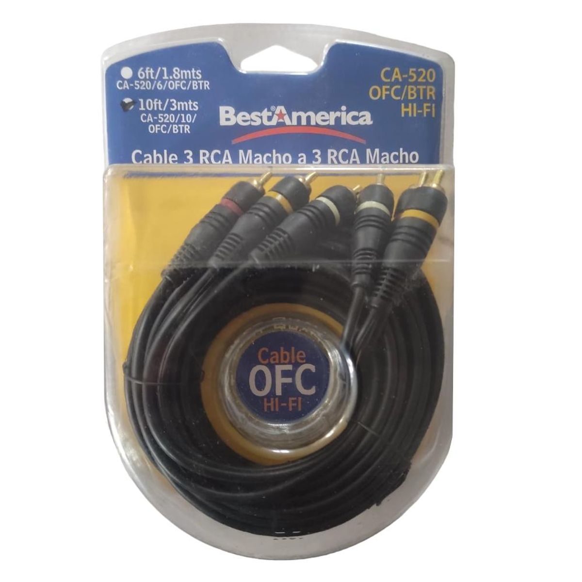GENERICO - Cable 3 RCA de 3 mts Best America CA-52010OFCBTR