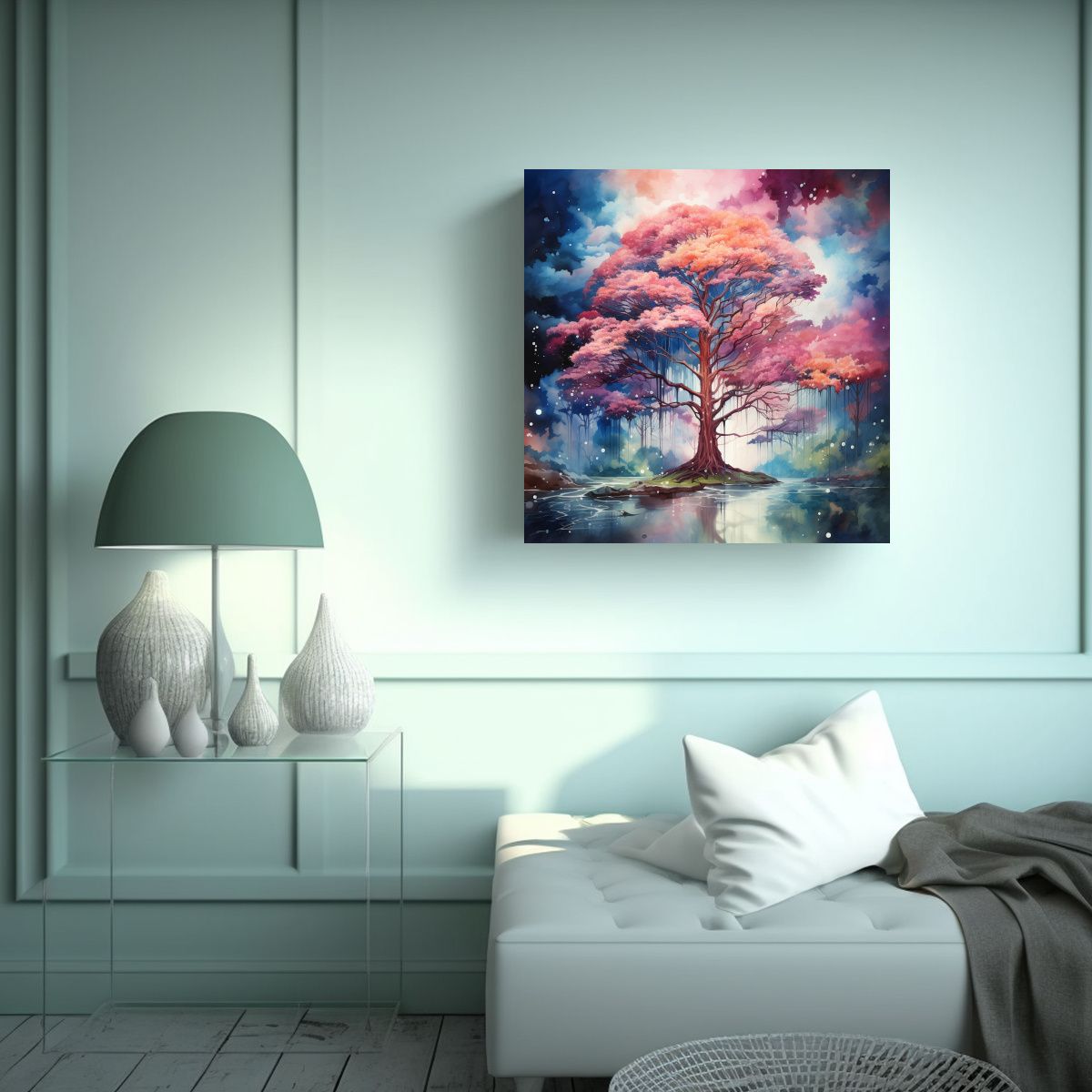 GENERICO - Pintura Abstracta De árbol De Secuoya Rojo Y 80x80 Cm