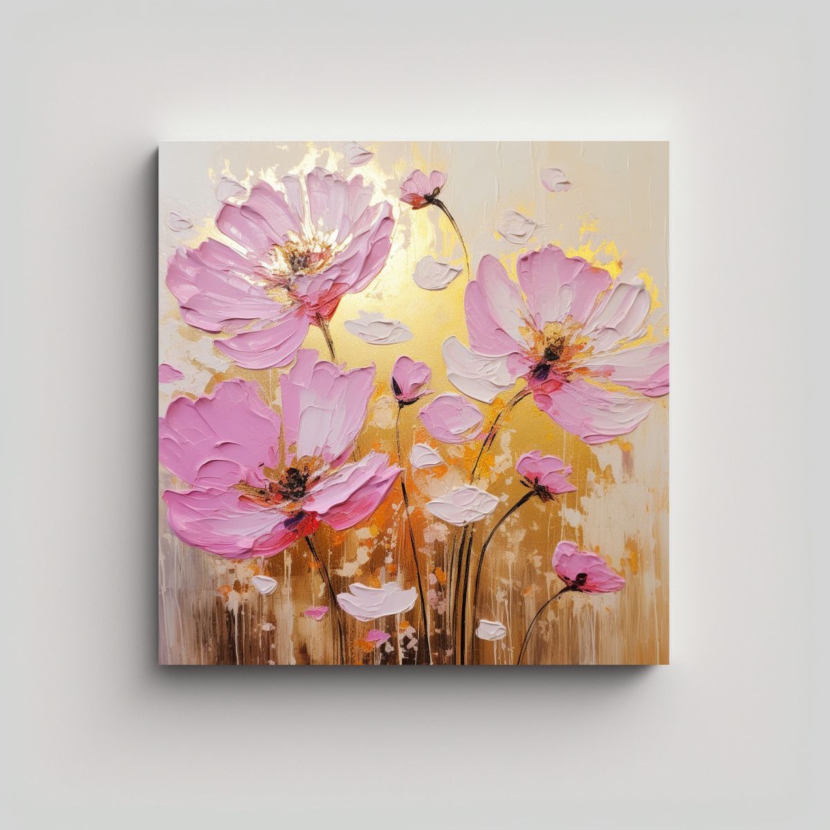GENERICO - Cuadro De Decoración Colorido Con Flores En 90x90 Cm.