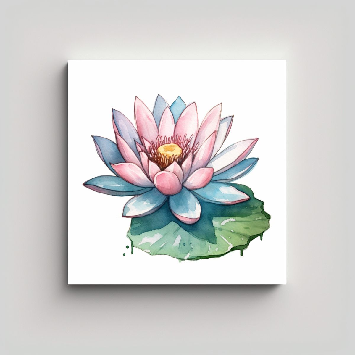 GENERICO - Pintura Decorativa De Loto Acuarela Arte Gráfico 70x70 Cm