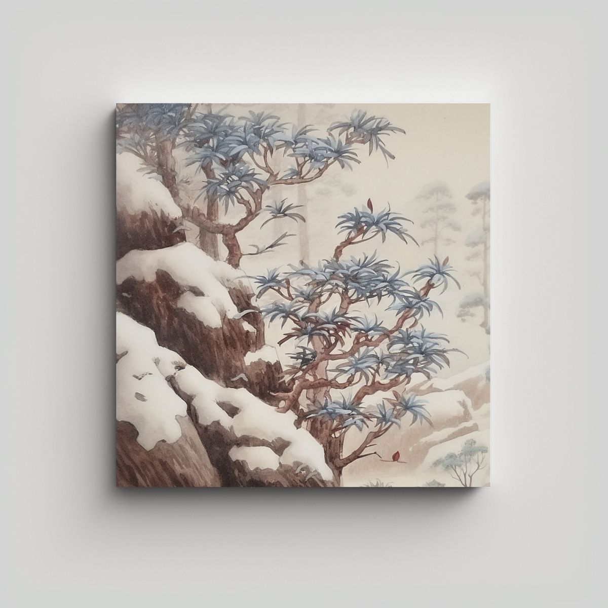 GENERICO - Cuadro Minimalista De Caballero En La Nieve Y 80x80 Cm.