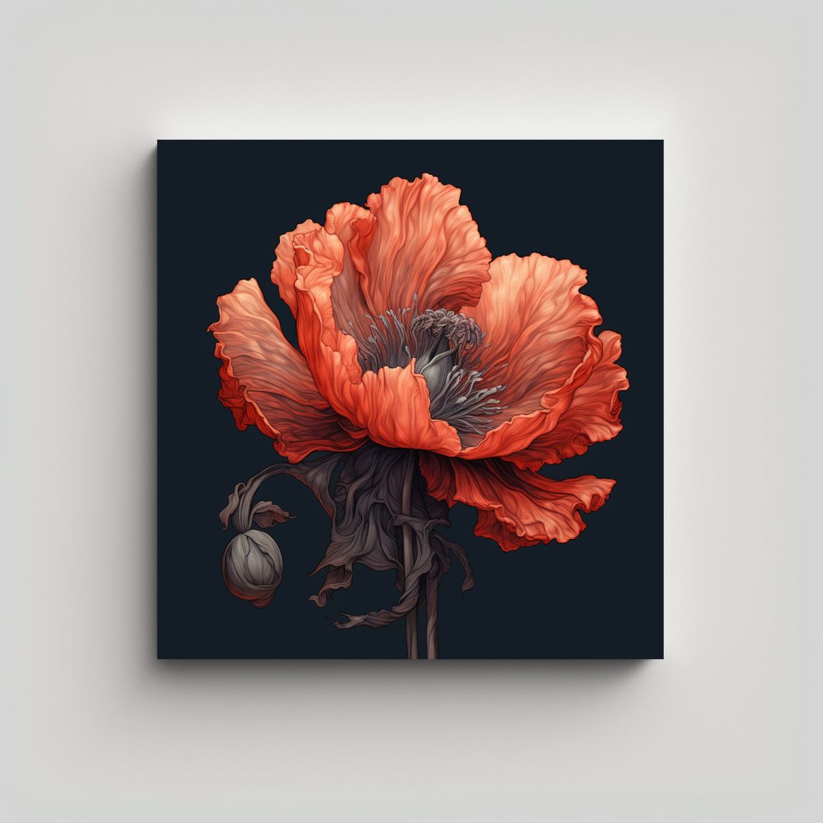 GENERICO - Composición De Amapola Detallada Al Estilo James 90x90 Cm