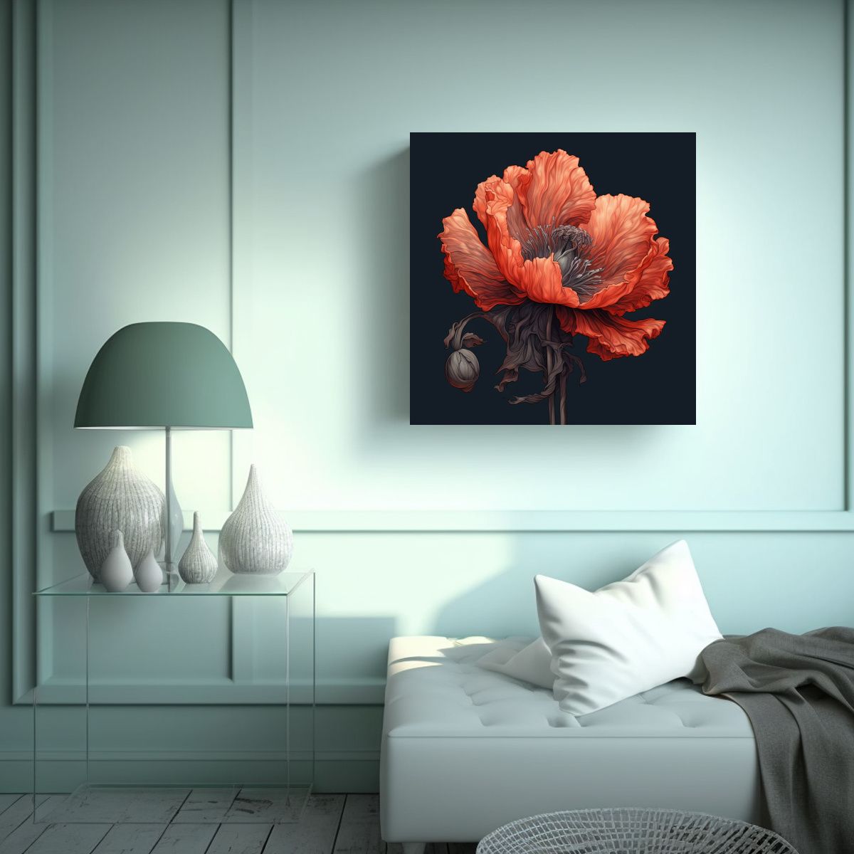 GENERICO - Composición De Amapola Detallada Al Estilo James 90x90 Cm