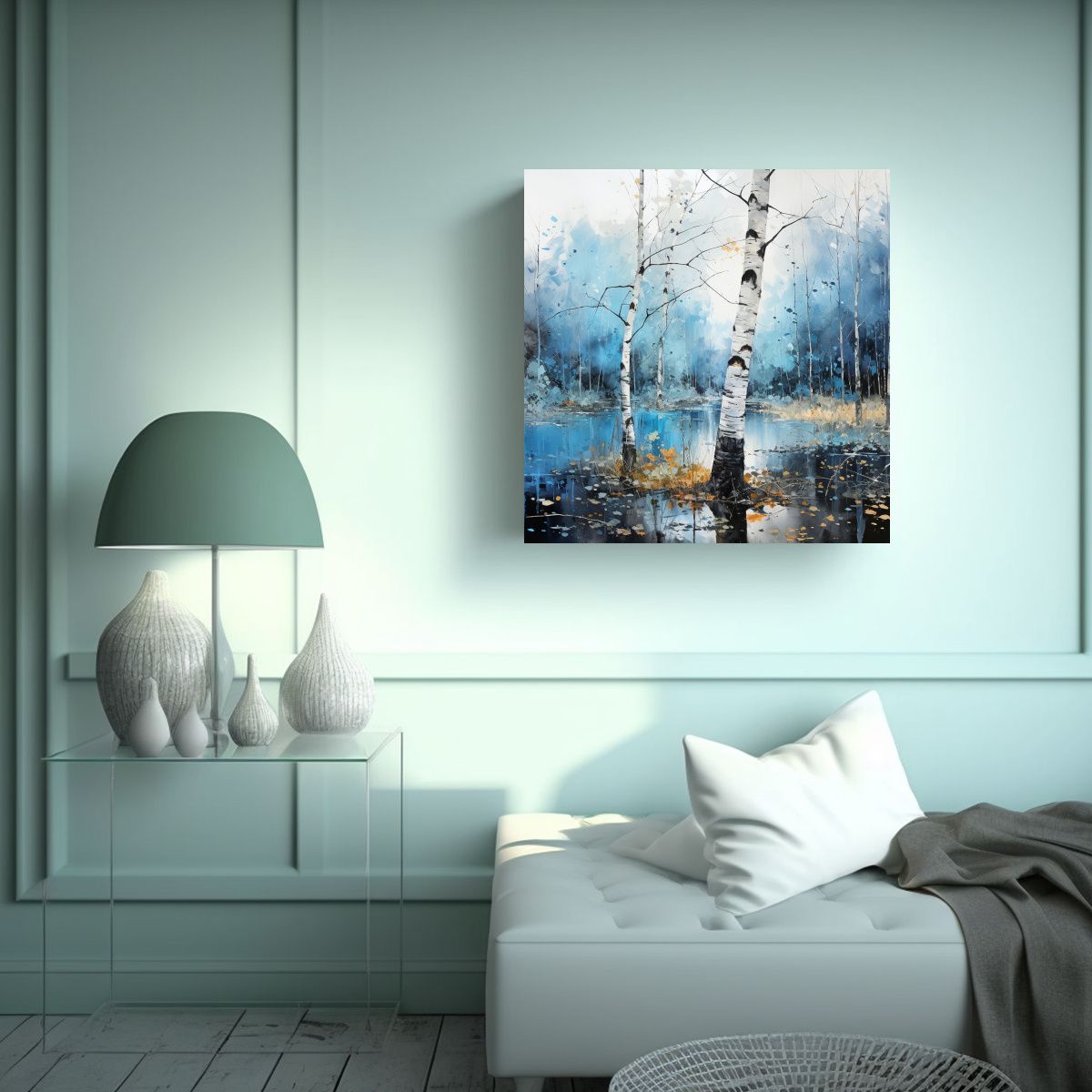 GENERICO - Pintura Abstracta Minimalista De árbol De Abedul 80x80 Cm