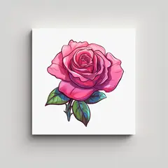 GENERICO - Cuadro Decorativo De Rosa Rosa En Bastidor 70x70 Cm.