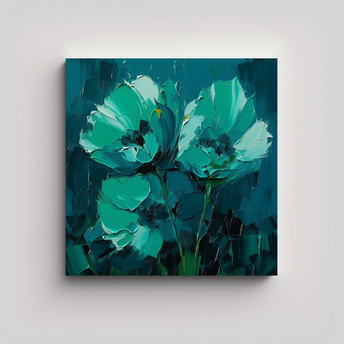 GENERICO - Pintura Composición Baño Verde Y Turquesa En 80x80 Cm