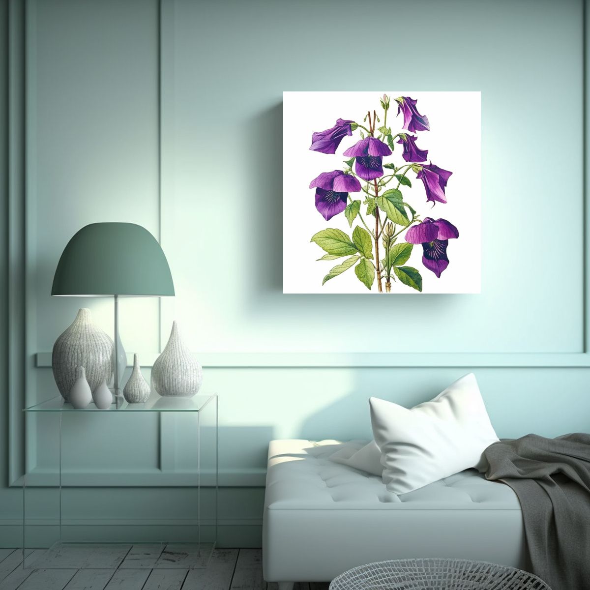 GENERICO - Cuadro Vintage De Flores Moradas Composición 80x80 Cm
