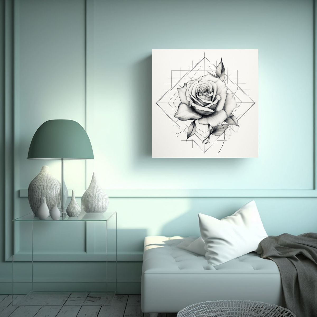 GENERICO - Cuadro Decorativo Rosa Con Patrones Geométricos 90x90 Cm
