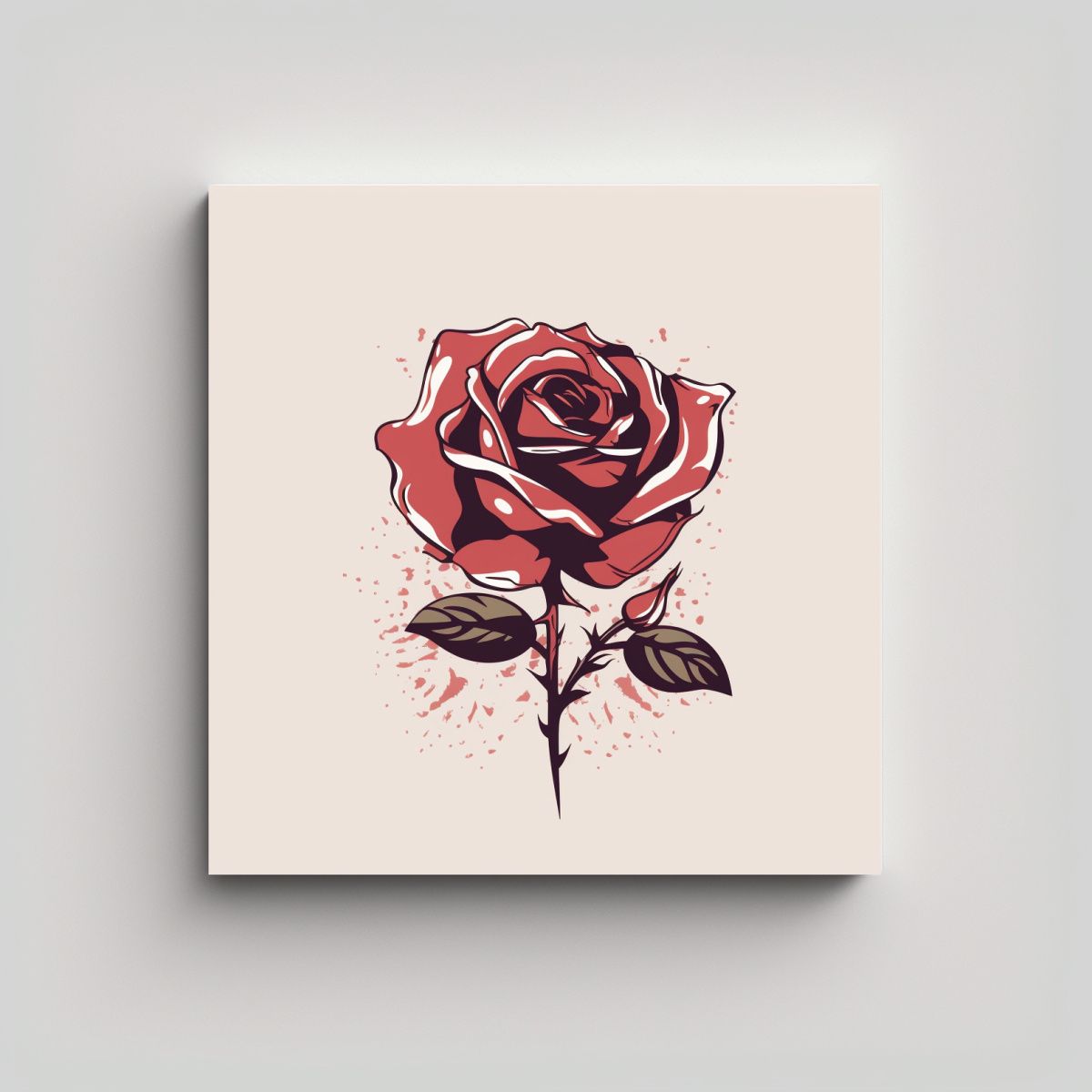 GENERICO - Ilustración Minimalista De Rosa Roja Brillante 70x70 Cm