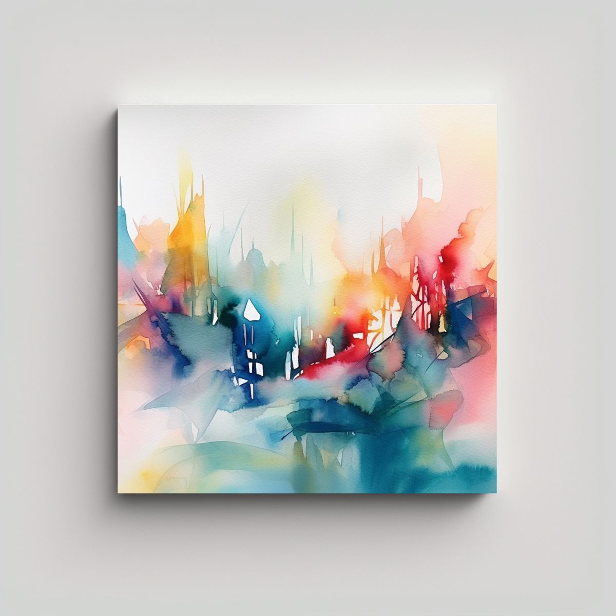 GENERICO - Pintura Abstracta De Alta Calidad Estilo Acuarela 80x80 Cm