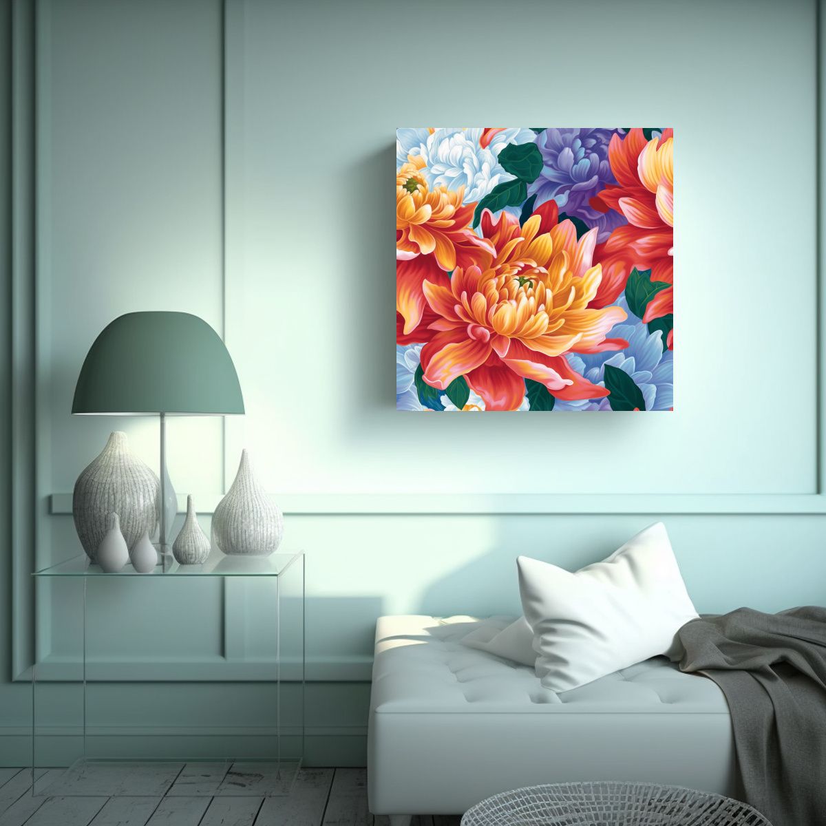 GENERICO - Cuadro Decorativo Bastidor Enigmático Flores 80x80 Cm.