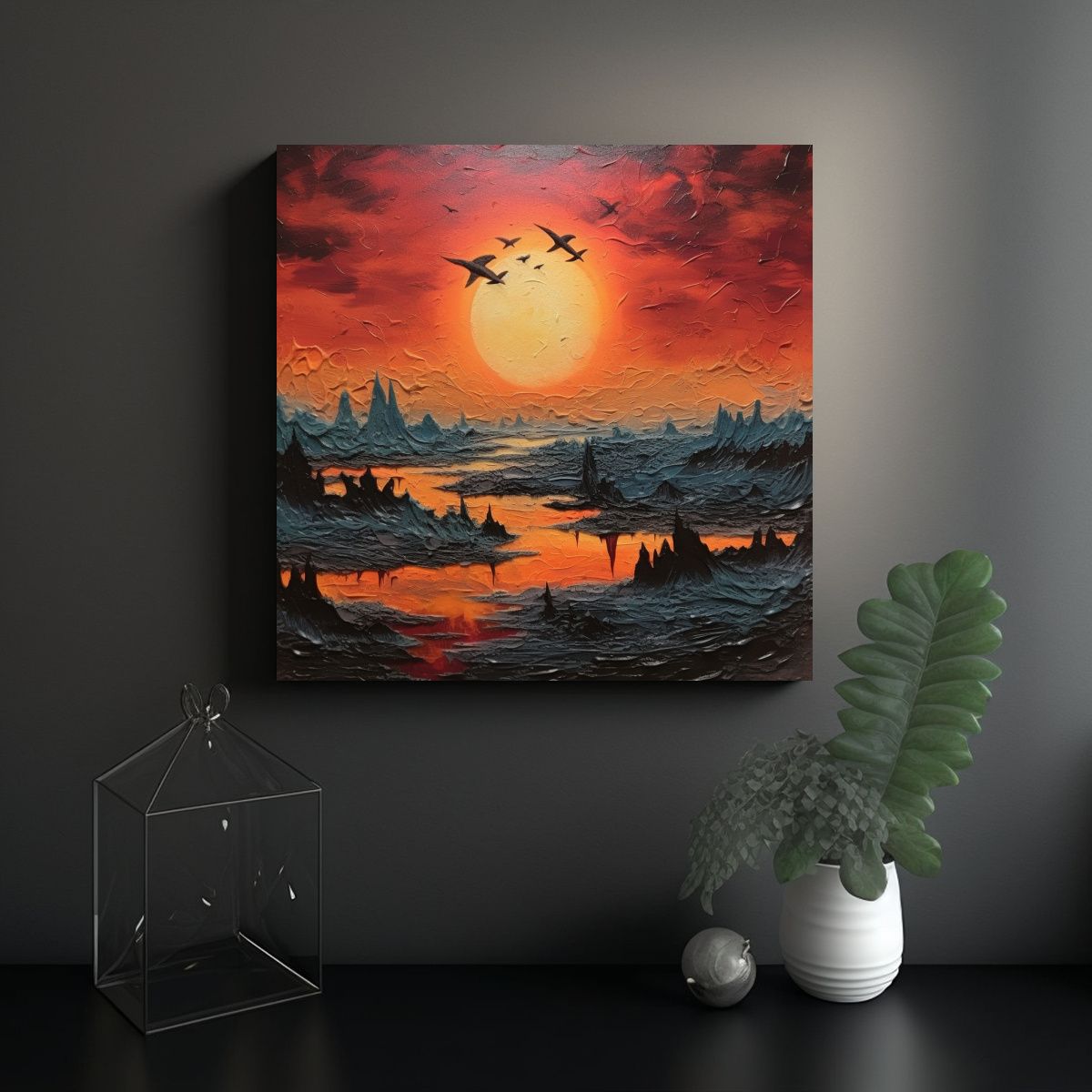 GENERICO - Cuadro Decorativo Atardecer Para Cuarto Calidad 70x70 Cm