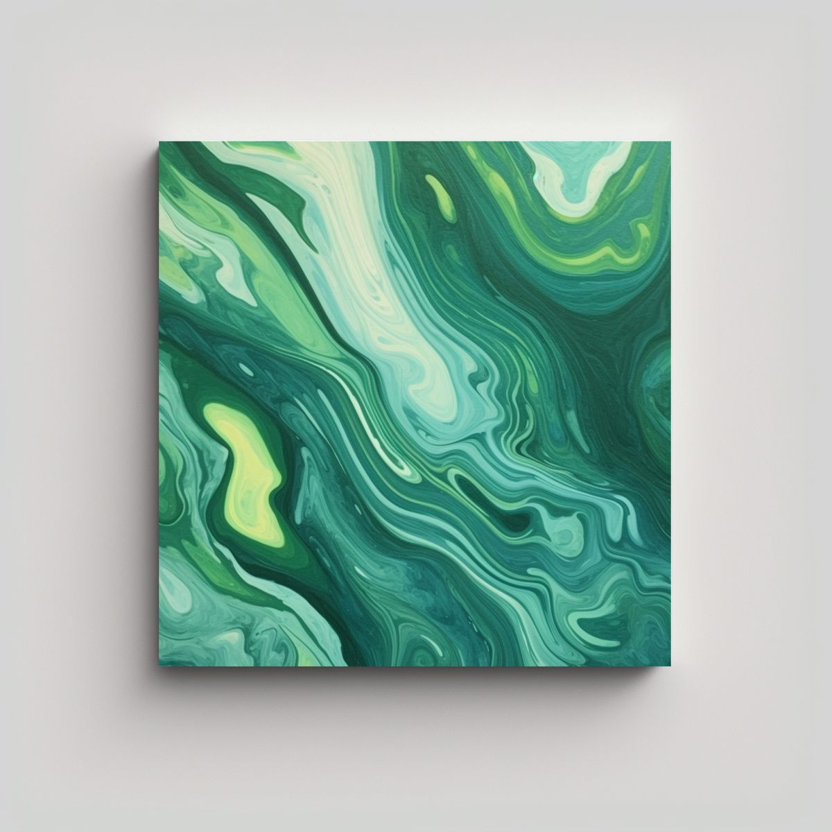 GENERICO - Cuadro Abstracto Verde Claro Patrón Roca Moderno 90x90 Cm