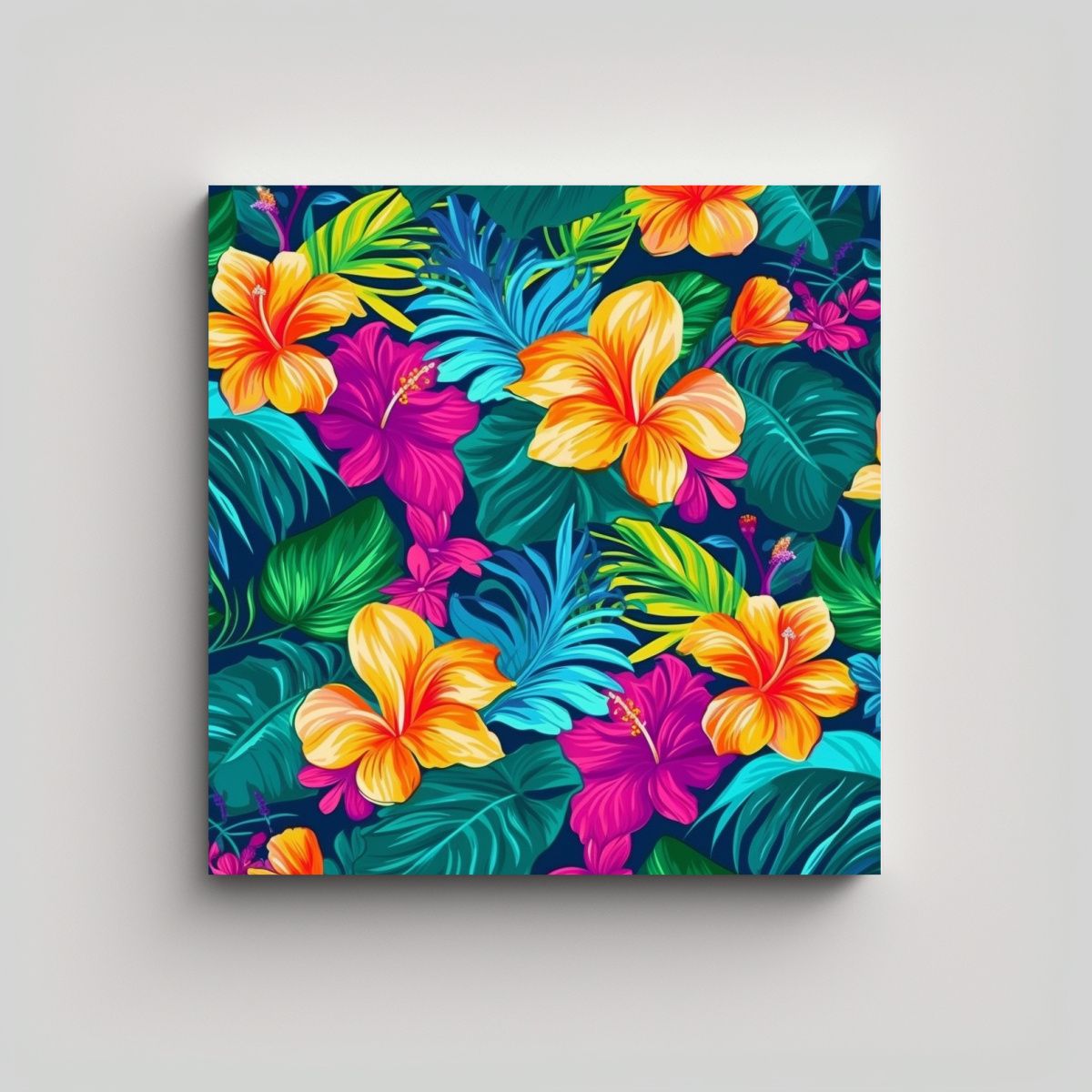 GENERICO - Hawaiian Patrón Vibrante Arte Decorativo Pintura 80x80 Cm.