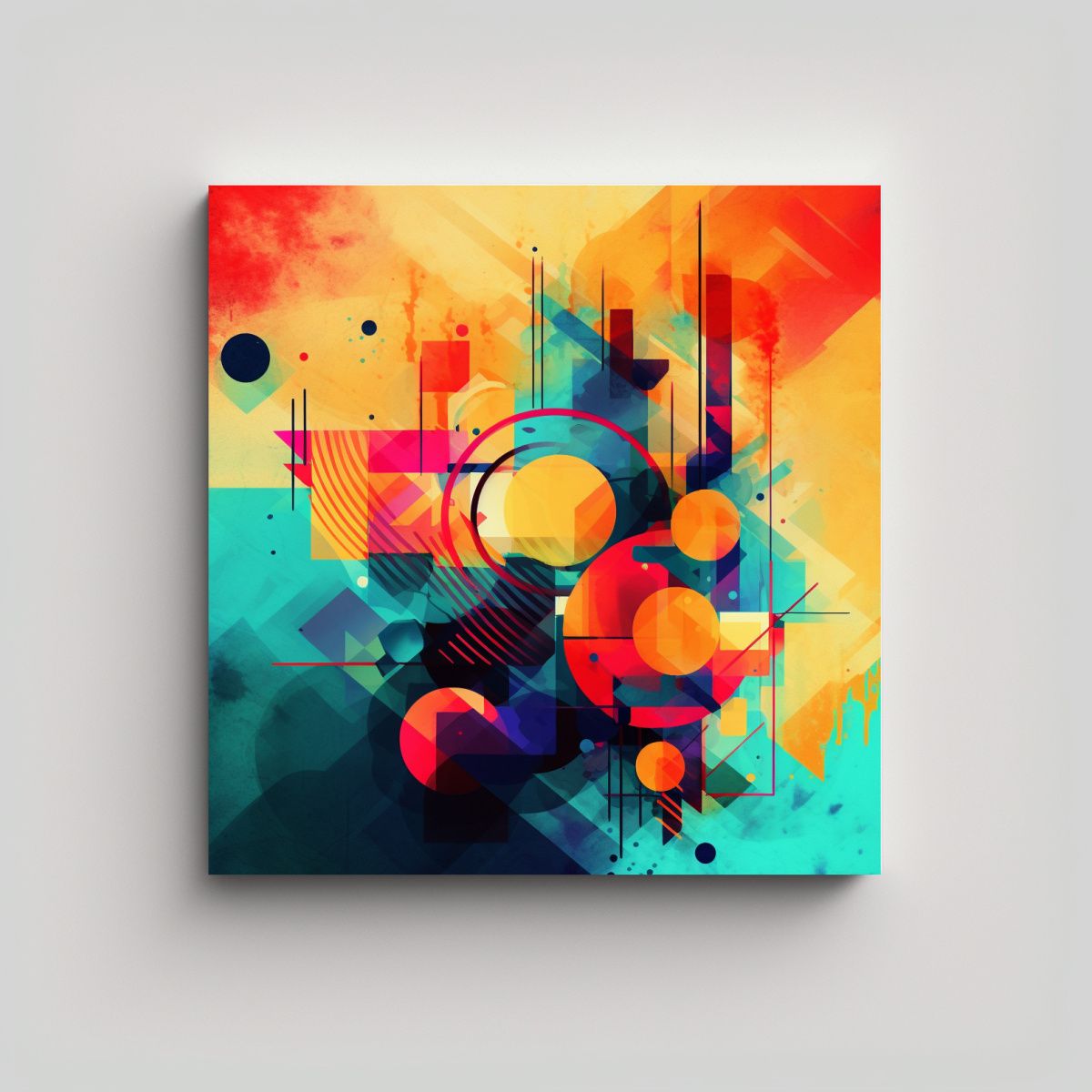 GENERICO - Pintura Decorativa De Composición Abstracción 70x70 Cm.