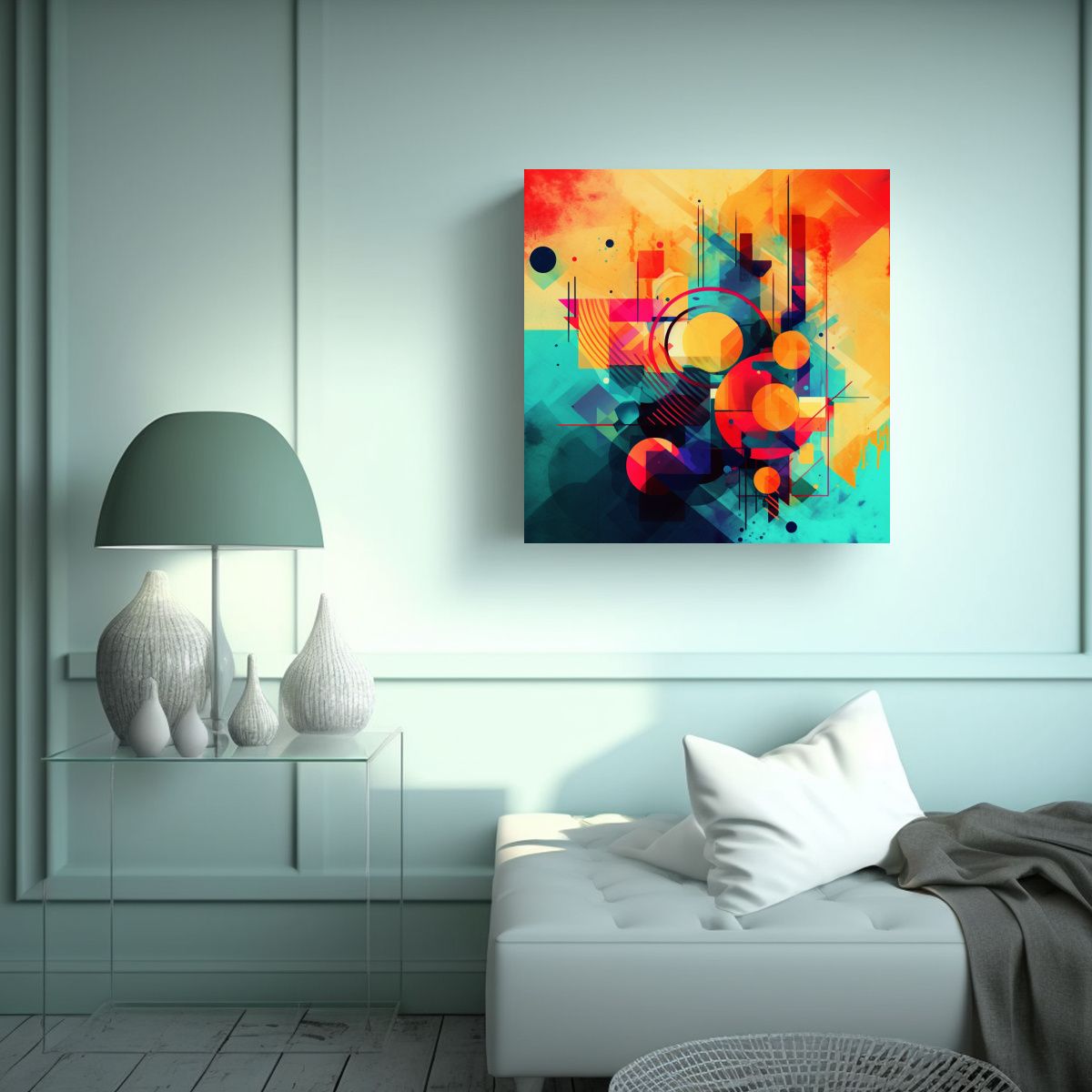 GENERICO - Pintura Decorativa De Composición Abstracción 70x70 Cm.