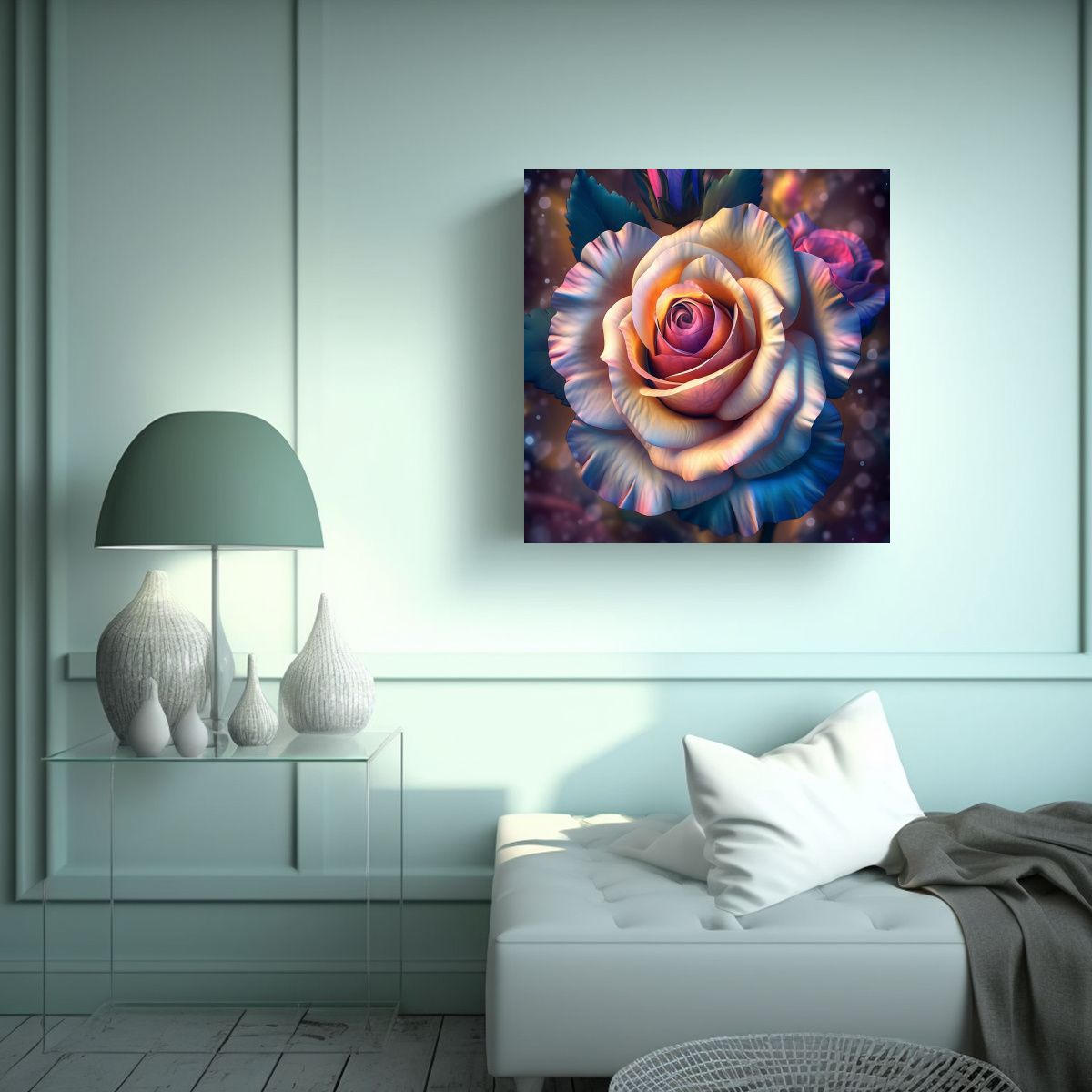 GENERICO - Cuadro Creativo Único Retrato De Rosa 70x70 Cm