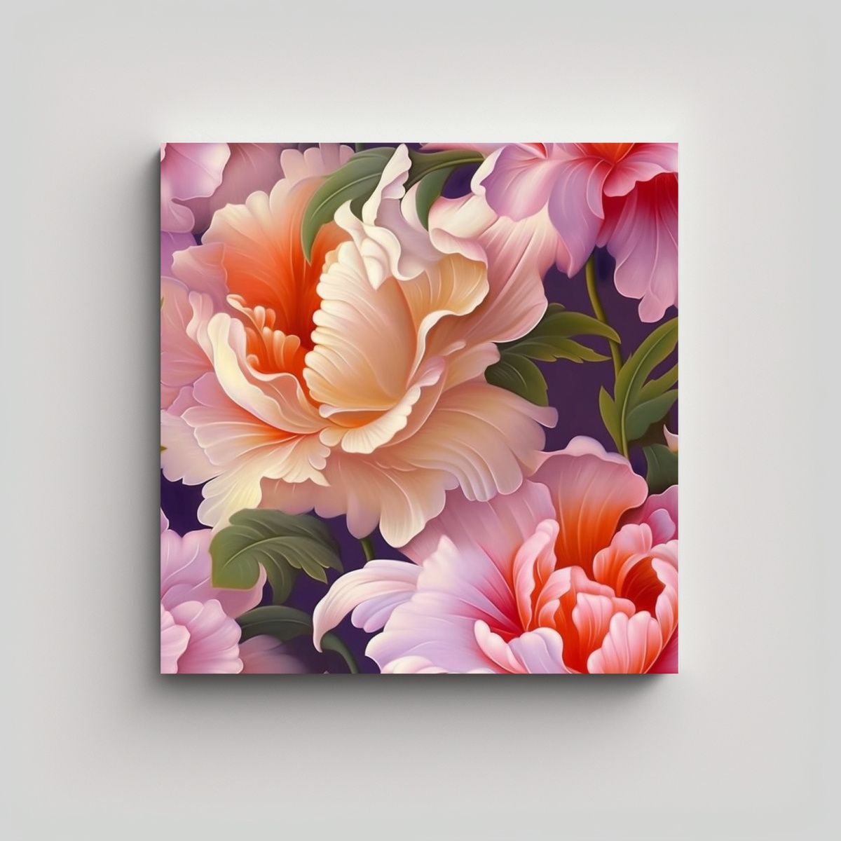 GENERICO - Artesanal Canva Patrón Con Flores Realistas E 70x70 Cm