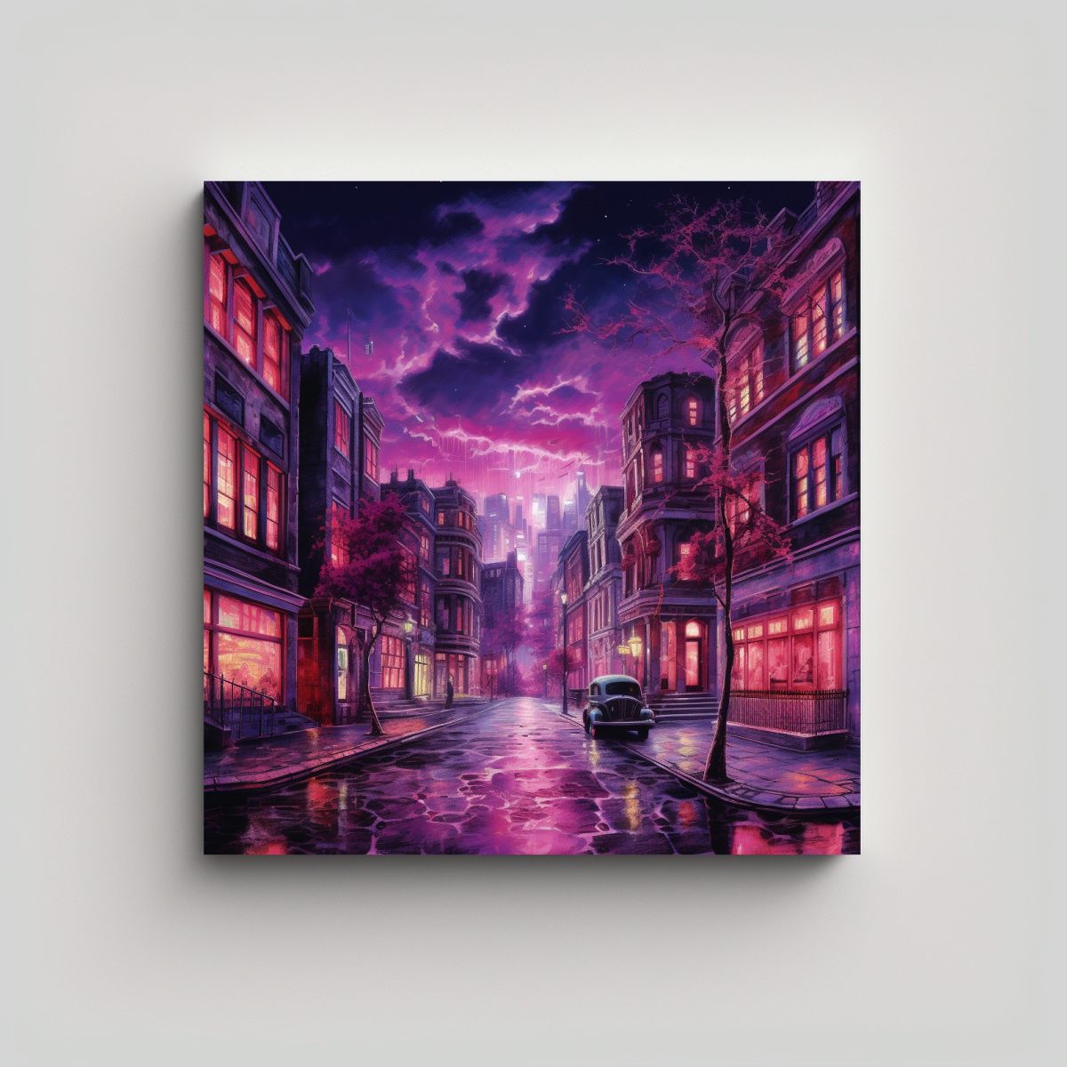 GENERICO - Pintura Lienzo Juvenil De Una Ciudad Lujosa De 70x70 Cm