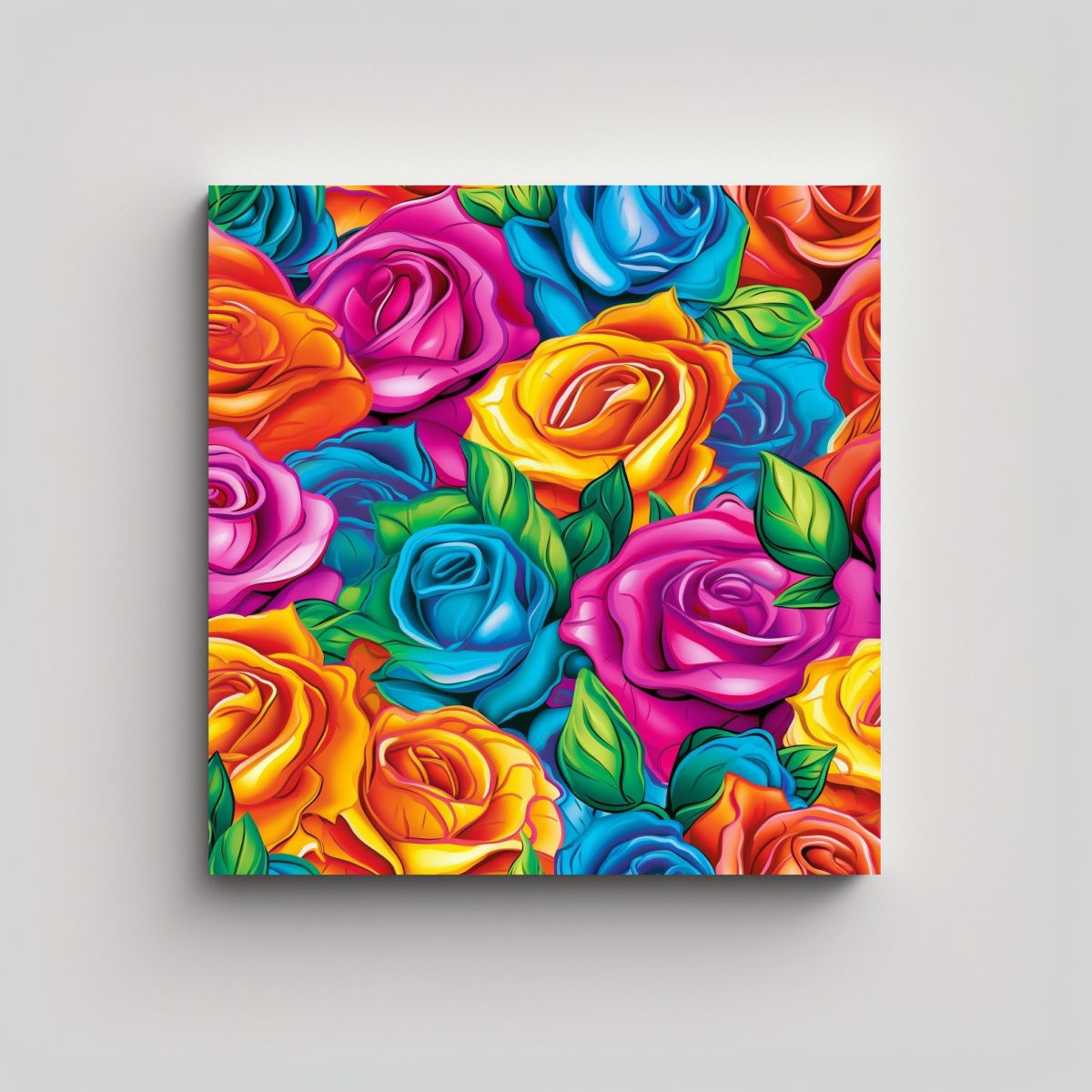 GENERICO - Arte De Pared Moderno Reflejo Con Rosas Lisa 80x80 Cm