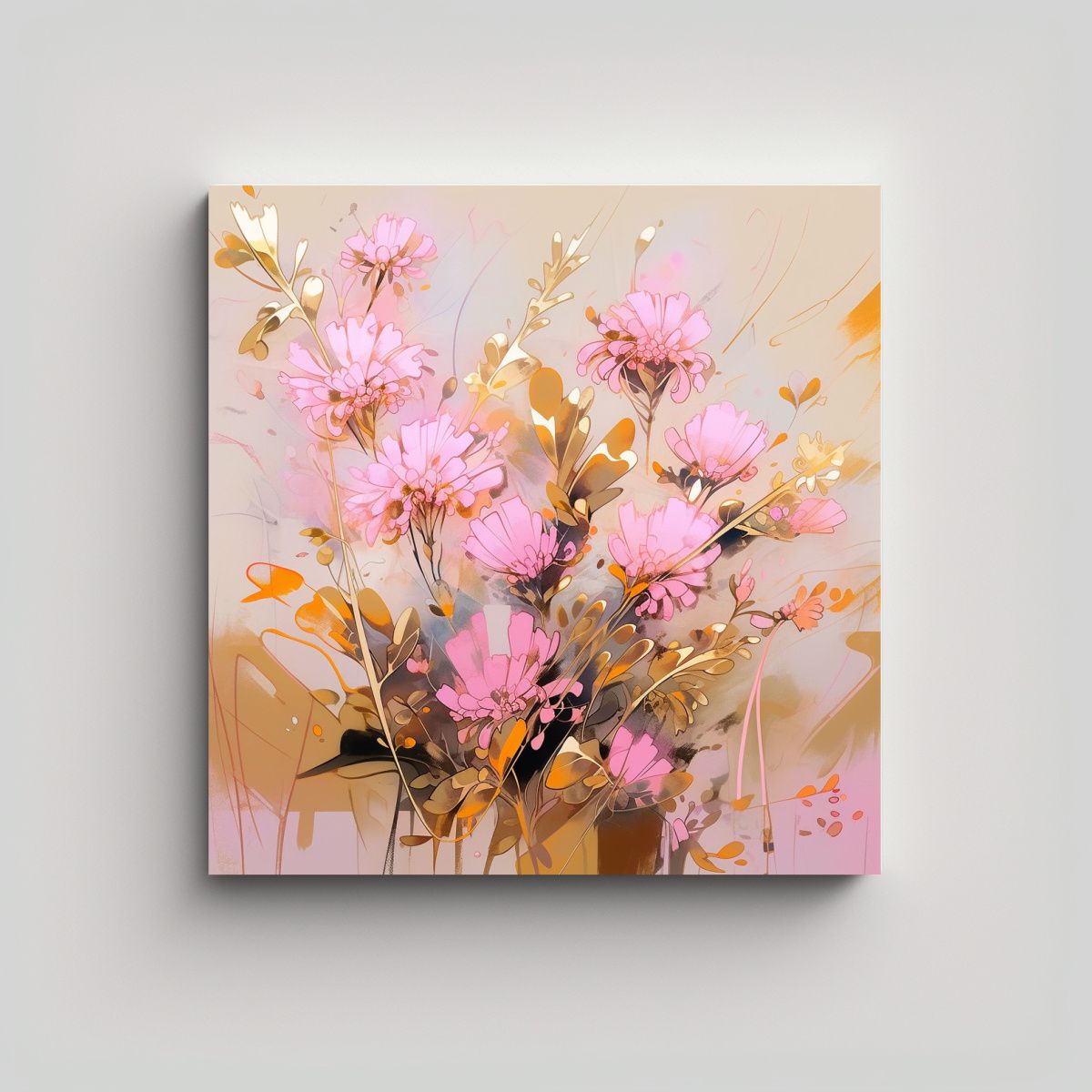 GENERICO - Cuadro Moderno Impresionante Pintura De Flores 90x90 Cm