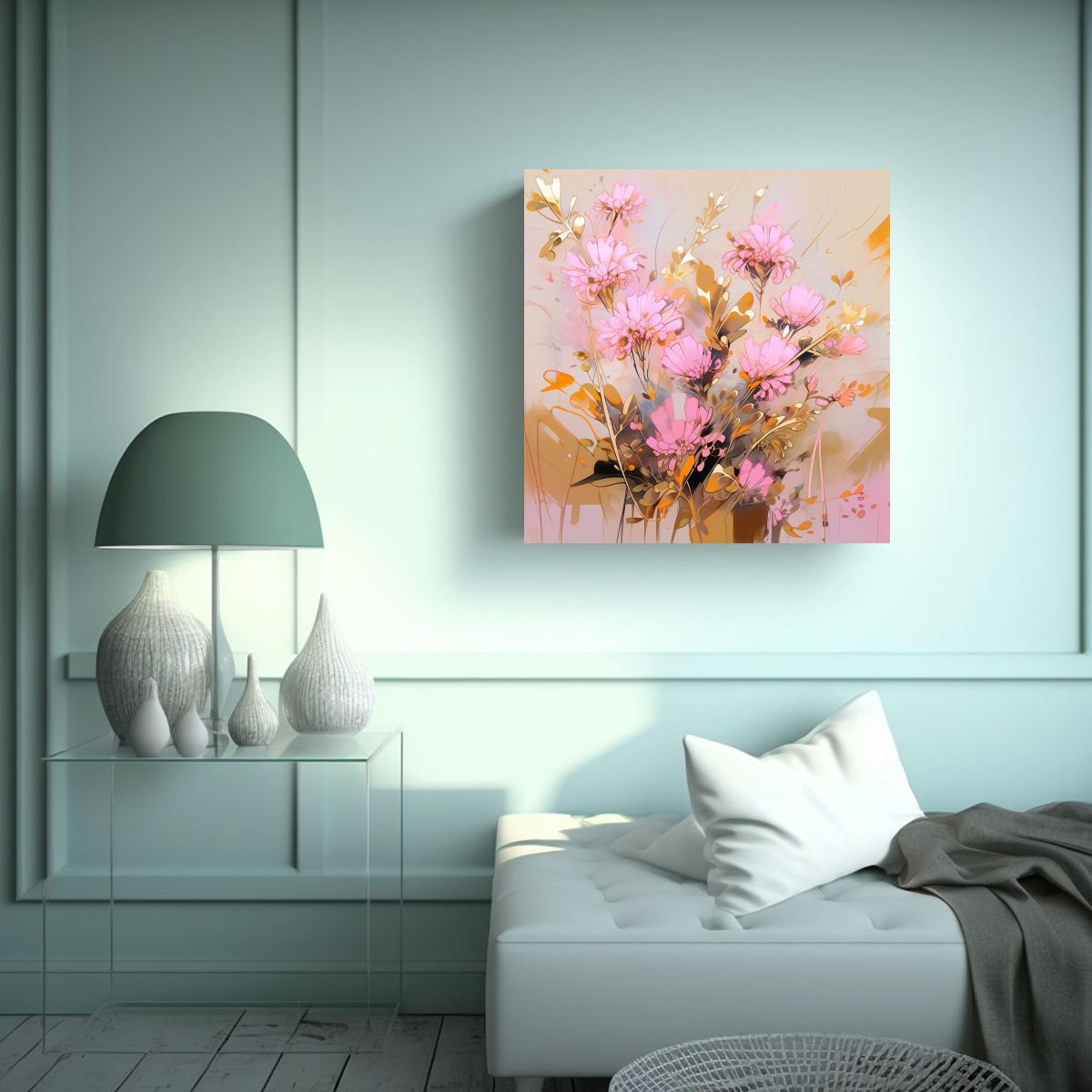 GENERICO - Cuadro Moderno Impresionante Pintura De Flores 90x90 Cm