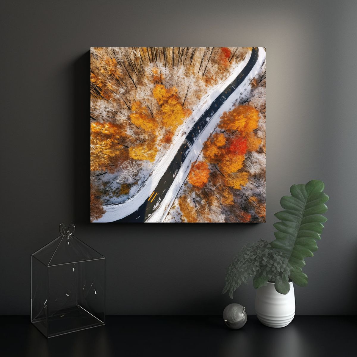 GENERICO - Pintura Cuadro De Invierno Camino Nevado S En 70x70 Cm