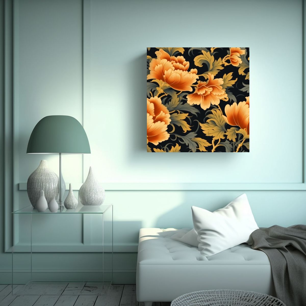 GENERICO - Ilustración Barroca De Pared Con Patrones 80x80 Cm