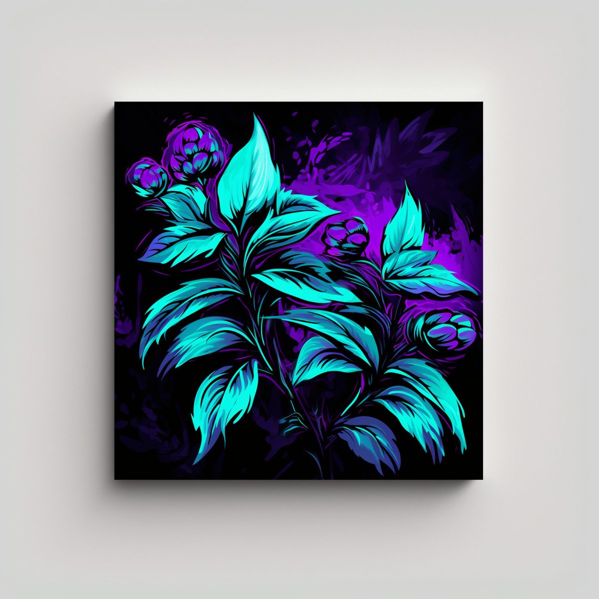 GENERICO - Lienzo Moderno Para Cuarto De Albahaca Morada Y 80x80 Cm.