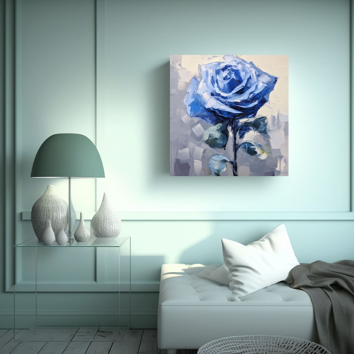 GENERICO - Cuadro Decorativo Arte Moderno Rosa Azul En 70x70 Cm.