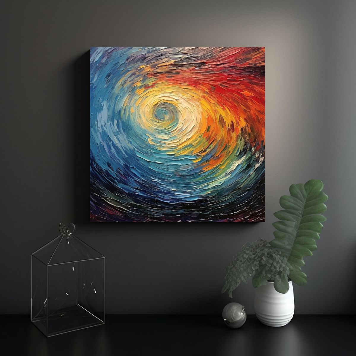 GENERICO - Cuadro Original Van Gogh Remolino Arcoíris 80x80 Cm