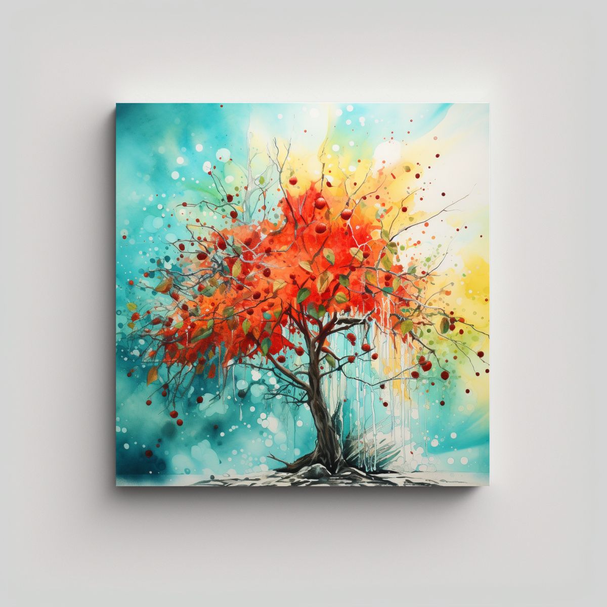 GENERICO - Arte De Pared Abstracto En Colores Rojo Y 90x90 Cm