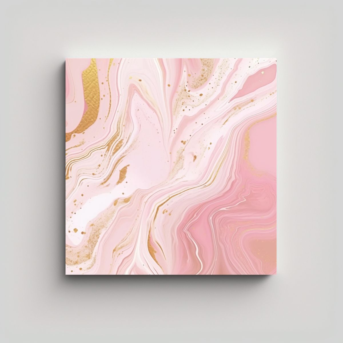 GENERICO - Cuadro De Fondo Abstracto Rosa Claro Y Oro Blanco 70x70 Cm