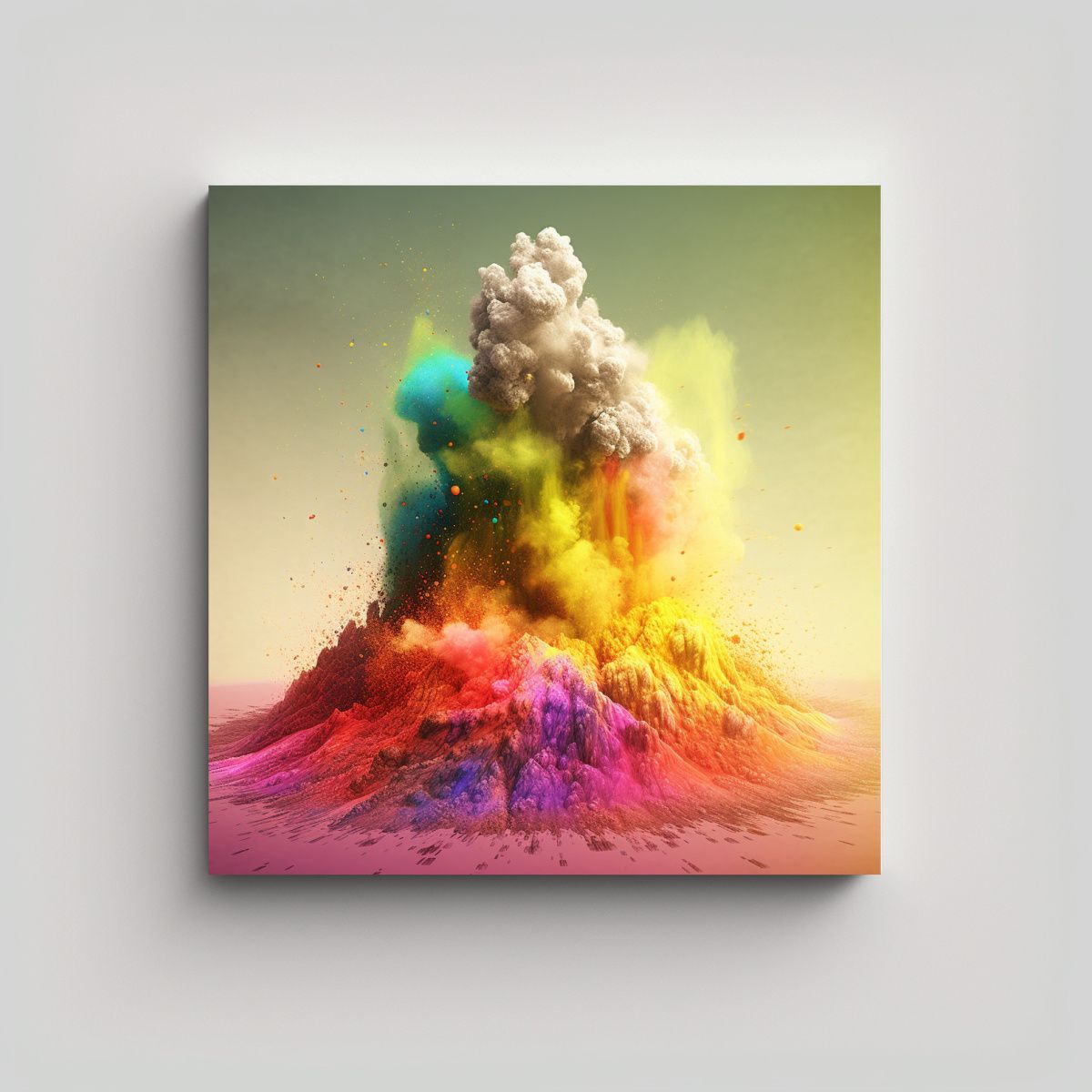 GENERICO - Pintura Lienzo Intensa Erupción Volcánica Arco 90x90 Cm.