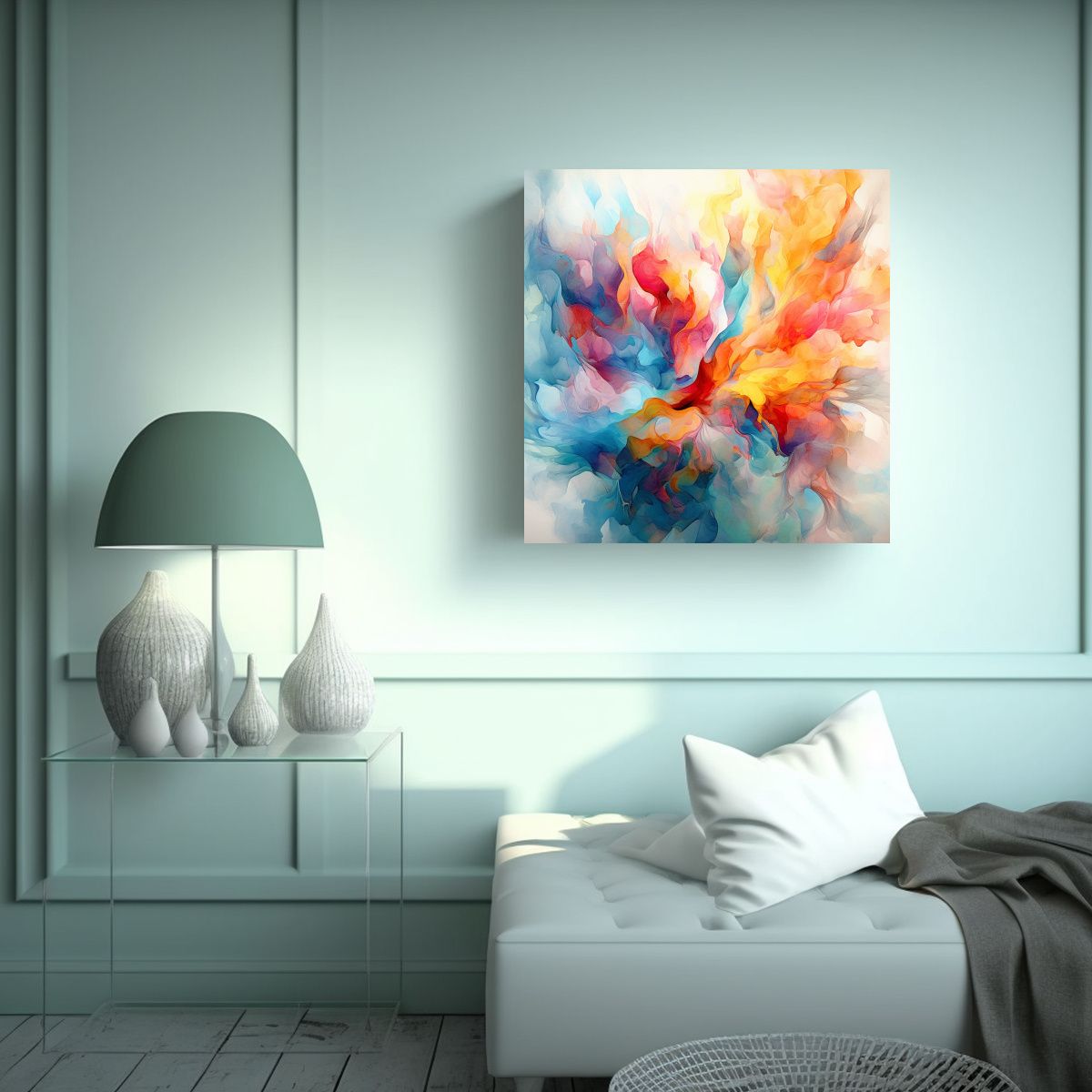 GENERICO - Pintura Decorativa Juvenil Estilo Acuarela De 80x80 Cm