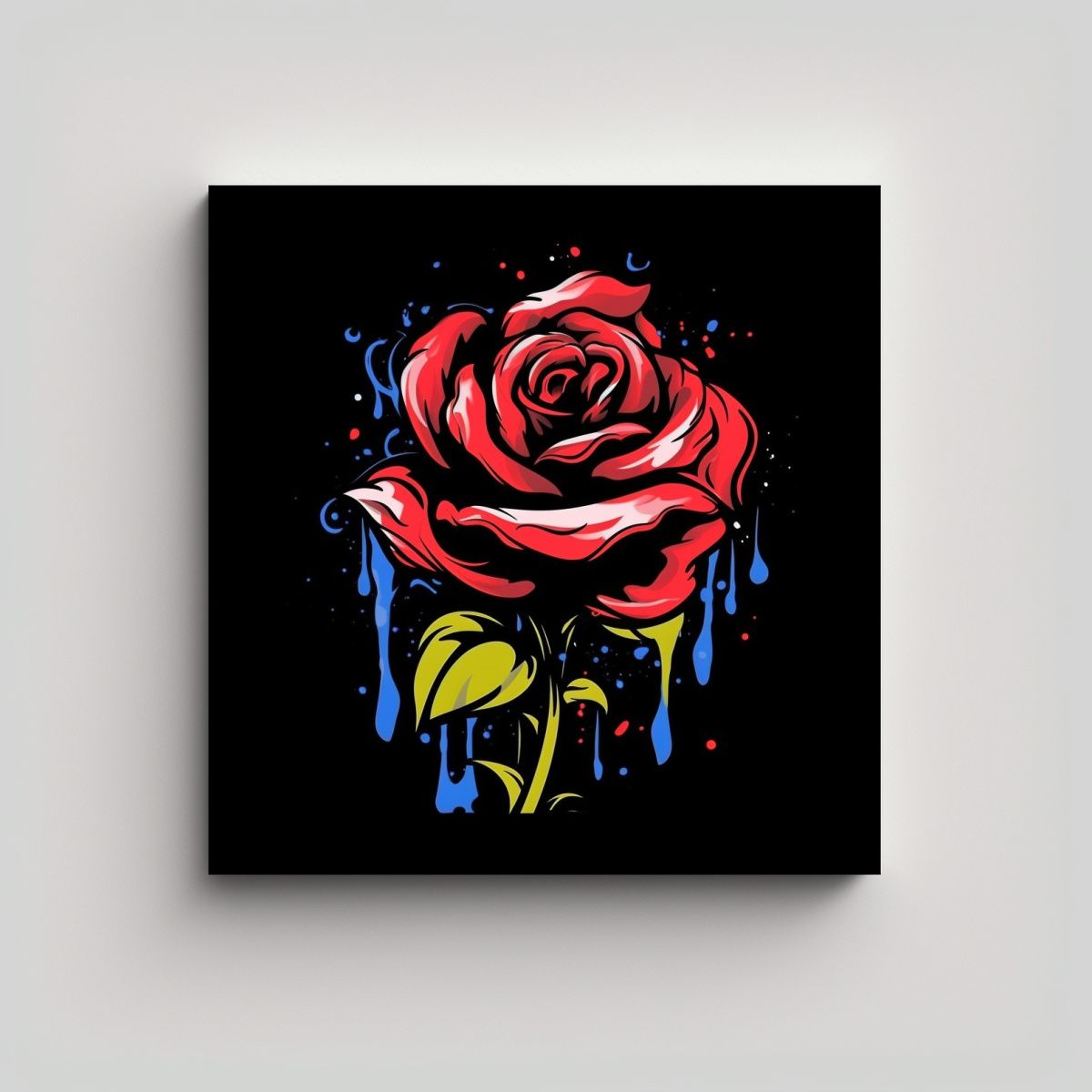 GENERICO - Cuadro Decorativo Graffiti De Rosa Lienzo De 80x80 Cm